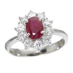 プラチナ スリランカルビー1ctデカメレダイヤモンドリング 11号