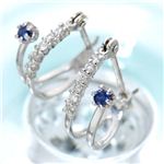 ホワイトゴールド ダイヤ&サファイアエタニティピアス