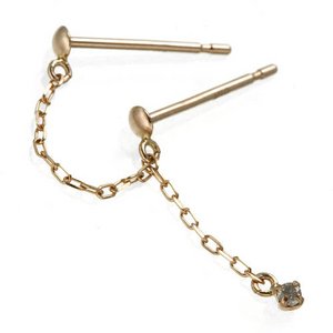 【訳あり・在庫処分】K10PGツインダイヤモンドピアス