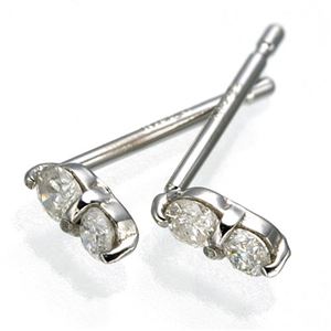 K10WGダイヤモンドピアス ダブルストーンピアス