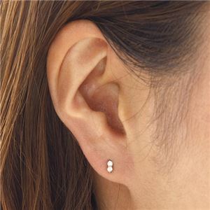 K10WGダイヤモンドピアス ダブルストーンピアス