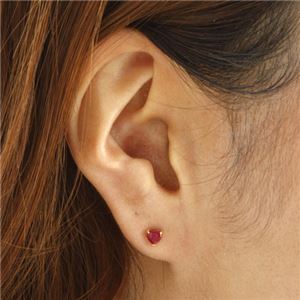 K18YGハートシェイプピアス ルビー