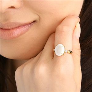 K18YG 大粒2.5ctプレシャスオパール ダイヤリング 11号