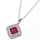 K18WG ミステリーセッティングルビーダイヤスクエアペンダント 写真2