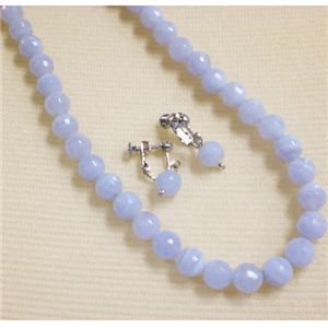 ブルーレースアゲート ネックレス&イヤリングセット
