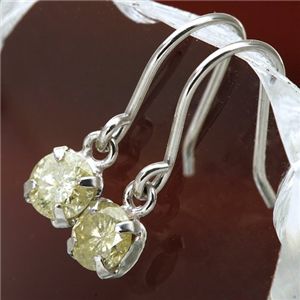 K18WG/0.1ct イエローダイヤモンドフックピアス