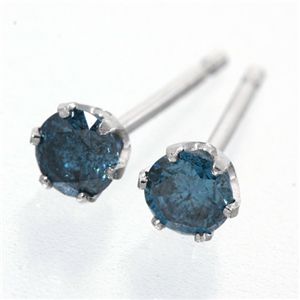 プラチナ0.2ctブルーダイヤモンドピアス
