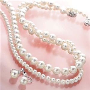 あこや真珠 8.5〜9mm珠 パールネックレス&パールイヤリング セット(鑑別カード付き)