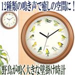野鳥が鳴く大きな壁掛け時計