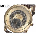 【取り扱い終了】MUSK(ムスク) メンズクラシカル レザーウォッチ MP2198-01 ゴールド