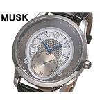 【取り扱い終了】MUSK(ムスク) メンズクラシカル レザーウォッチ MP2198-02 シルバー