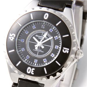 Alessandra olla（アレッサンドラ・オーラ） ブラックセラミックウォッチ AO-18000-3L ブルーサファイアレディース