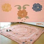 低反発ウレタン刺繍入りお洒落キルトラグ（正方形） ブラウン