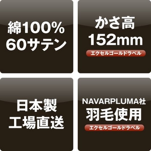 NAVARPLUMA社厳選 フランス産ホワイトダックダウン90%羽毛掛布団 ボリュームタイプ ダブル ベージュ