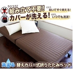 洗える替えカバー式折りたたみベッド　シングルサイズ　ブラウン