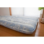 東洋紡フィルファーモニィ綿使用 ボリューム3層式 敷布団 セミダブルサイズ ブルー系柄おまかせ