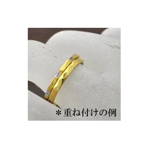 ステンレスリング ダイヤモンドカット細身リング ゴールドカラー 15号