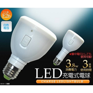 停電時も使用可 懐中電灯にもなるLED充電式電球 E26対応 3.8W（30W電球相当）