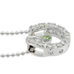 【訳あり・在庫処分】 シルバー 馬蹄2トップ誕生石ネックレス 8月 ペリドット