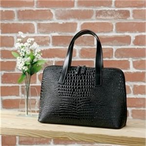 クロコダイル型押しハンドバッグ