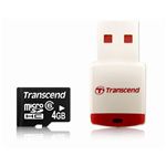 Transcendʥȥ󥻥ɡ 4GB microSD + USBɥ꡼ P3դ