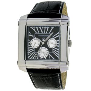 LNCIANO VALENTINO(ルチアノ バレンチノ) マルチファンクション 腕時計 LV-1025-01/ シルバーケース・ブラック(シルバー)、黒ベルト