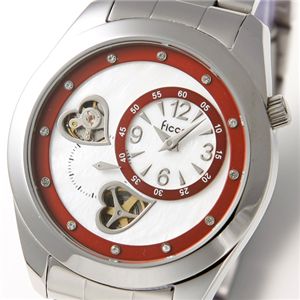 ficce(フィッチェ) クォーツ&自動巻 レディースブレスウォッチ FC-11032-08/ホワイトシェル×レッド