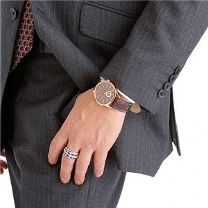 GEORGES RECH(ジョルジュレッシュ) メンズ スモールセコンド レザーベルト ウォッチ GR-14029-04/ピンクゴールド×ブラウン