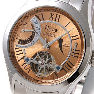 ficce(フィッチェ) メンズ オートマ スケルトン レトログラード ブレスウォッチ 11038-03/コパー