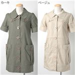 【ナチュラルスタイル！】麻混ワンピース カーキ