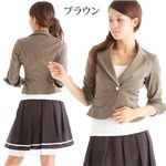 【洗練された大人の女性】麻混レース使いストレッチジャケット ブラウン