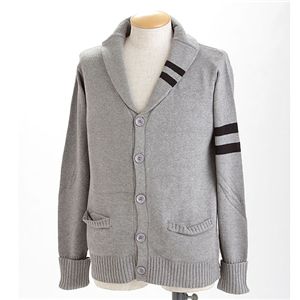 ラインショールカラーカーディガン 0101 グレー Mサイズ