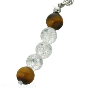 武将タイガーアイストラップ 真田幸村（六文銭）