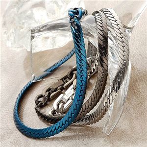 純チタン ヘリンボーンブレスレット ブラック 185mm