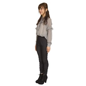 ウルトラフィツト美脚パンツ 裾ギャザー 黒デニム Mサイズ