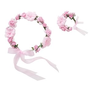 花かんむり&バングルセット ピンク