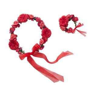 花かんむり&バングルセット レッド