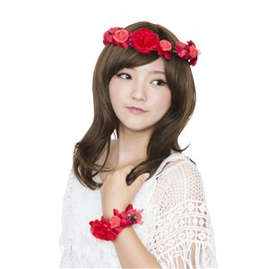 花かんむり&バングルセット レッド
