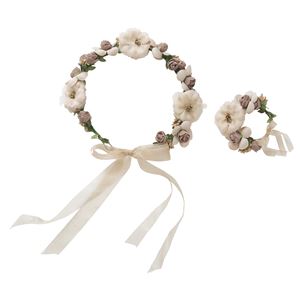 花かんむり&バングルセット ブラウンベージュ