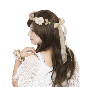 花かんむり&バングルセット ブラウンベージュ