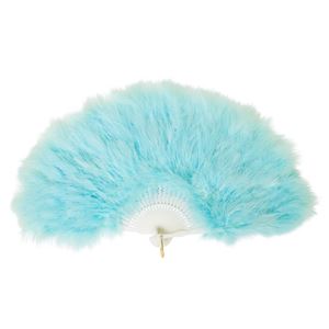 ふわふわ羽扇子 水色