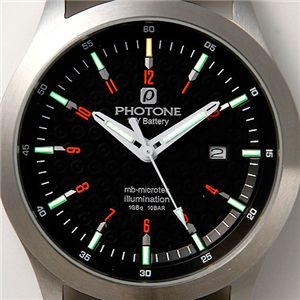 PHOTONE（フォトン） メンズ トリチウムガスライト レザーベルトウォッチ PTWG003