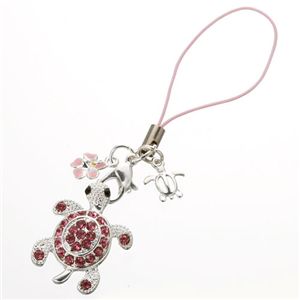 キラキラ海ガメストラップ ピンク