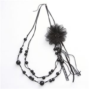 ステーションパールフラワーネックレス k01753/ブラック