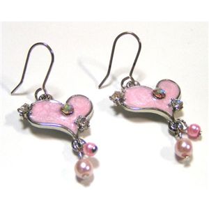 エナメルハートピアス ピンク