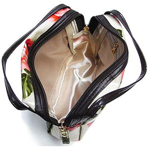 ローズ柄手提げ付ポーチ ベージュ