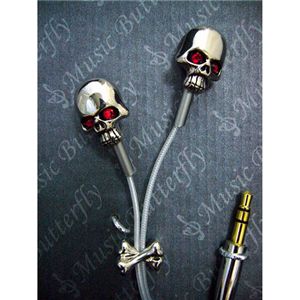 スワロフスキーイヤホン ドクロレッド