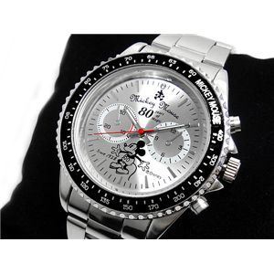 限定80周年記念Disneyスワロフスキーミッキーダイバークロノグラフモデル腕時計 シルバー