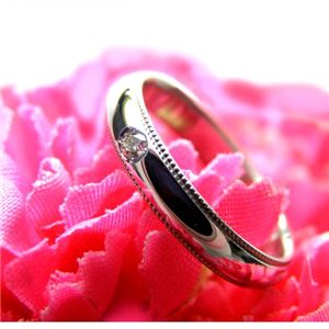 18金/プラチナ900コンビネーション 甲丸ミル彫りリング ダイヤモンド入り(0.03Ct) 14号