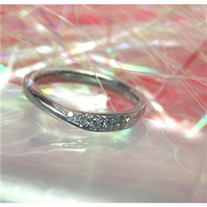 18金/プラチナ900 ハーフウェーブデザインリング レディース(ダイヤ有り) 16号